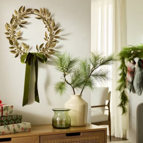 Hearth & Hand with Magnolia Brass Leaf Christmas Wreath Antique Finish NWT - Picture 1 of 10